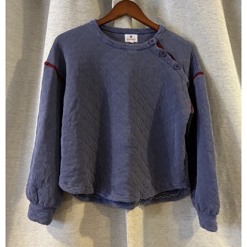 SUNDRY Evereve Quilted Pullover Gorpcore Boxy Oversized Shirt Top SIZE 0 XS